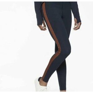 Athleta Women's Track Tux Stripe Leggings Size M Navy Brown Stripe